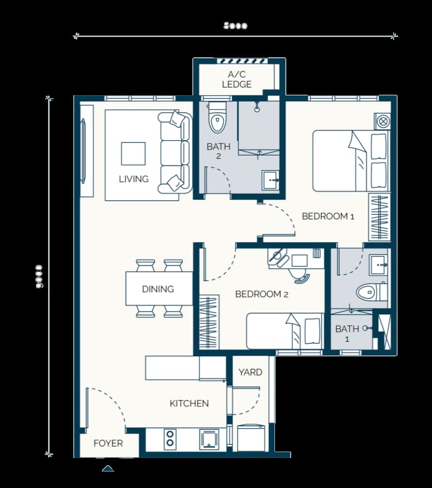 Type A floor plan — 690 sq.ft.